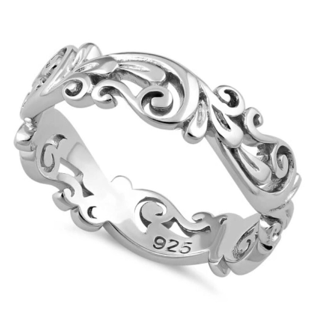 925 STERLING SILVER Open Work Swirls 5.3 (mm) Band Ring Sizes 2-13 - Picture 2 of 16